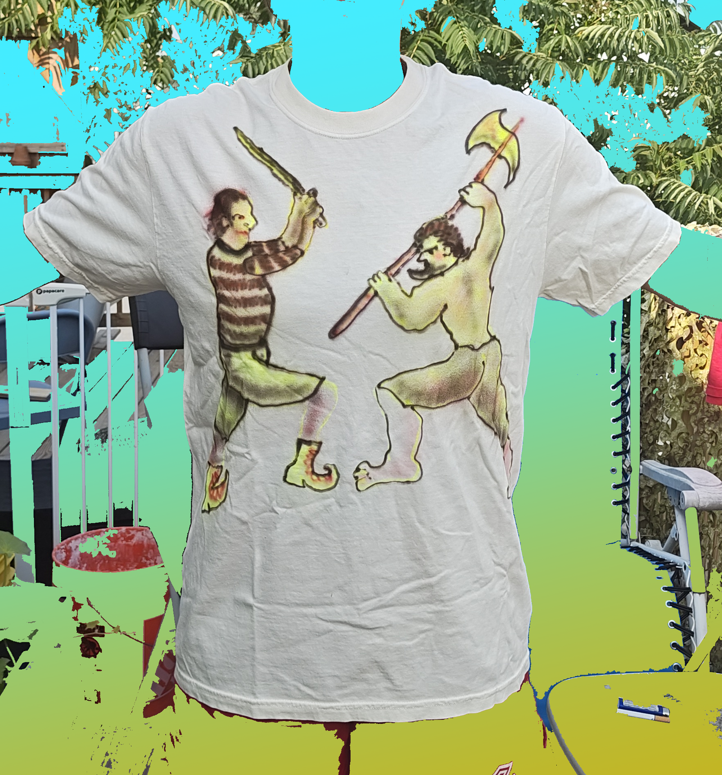 TWO MEDIEVAL BOYFRIENDS HAVING AN ARGUMENT tee LARGE