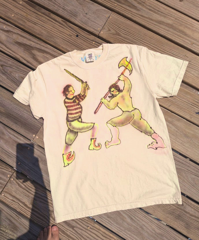 TWO MEDIEVAL BOYFRIENDS HAVING AN ARGUMENT tee LARGE